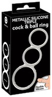 Metallic Silicone Triple cock/ball ring