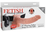 9“ Vibrating Hollow Strap-on with Balls