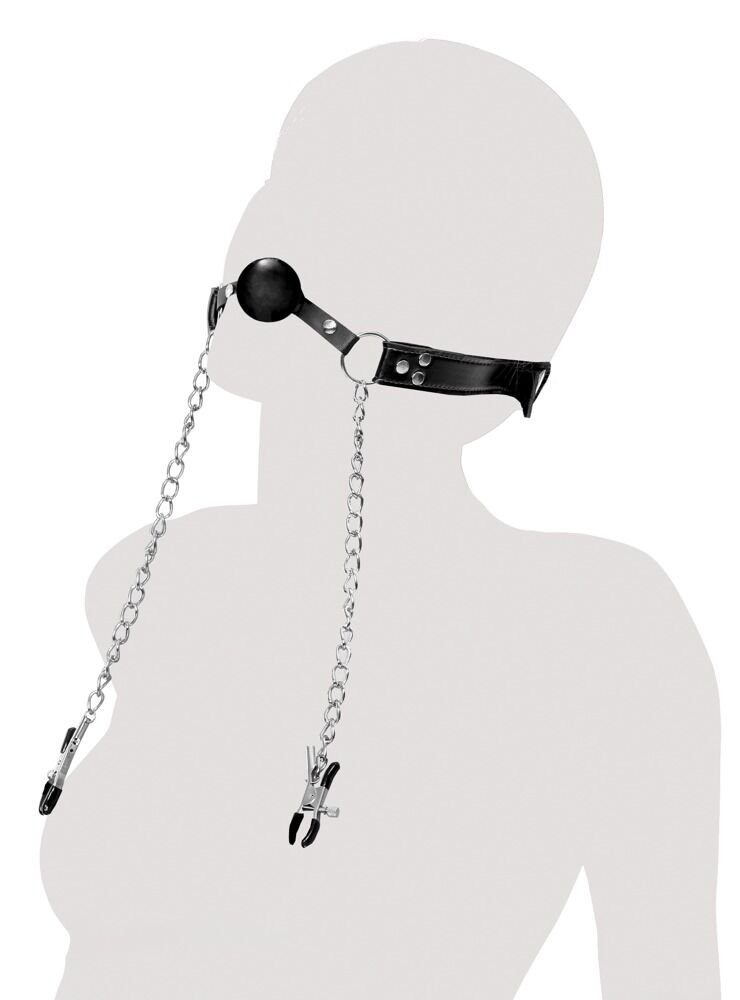 Deluxe Ball Gag and Nipple Clamps