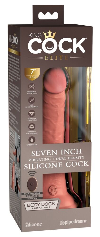 7" Vibrating + Dual Density Silicone Cock with Remote