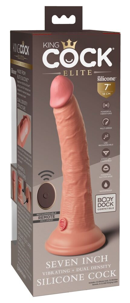 7" Vibrating + Dual Density Silicone Cock with Remote