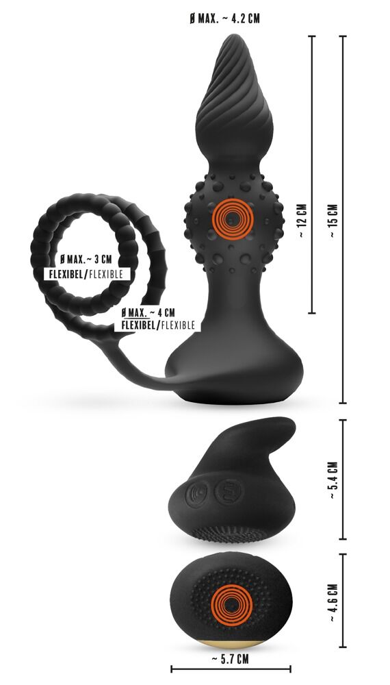 RC Butt Plug with Cock & Ball Rings