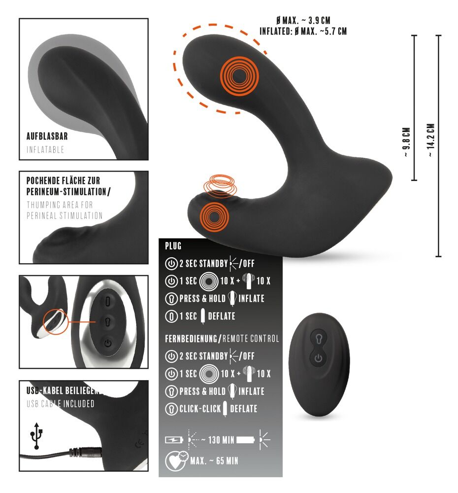 RC Butt Plug with 3 functions