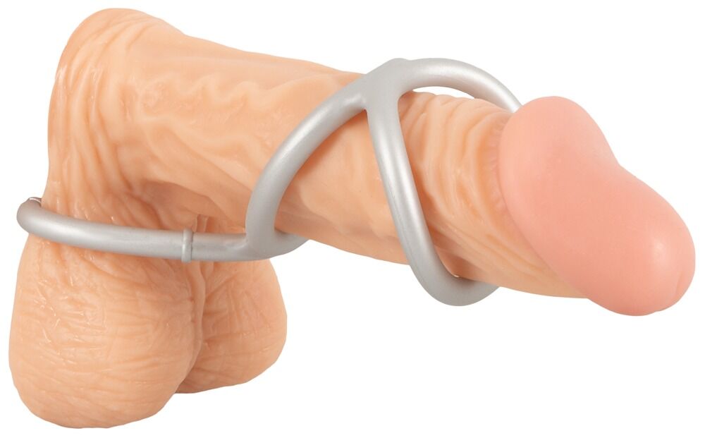 Metallic Silicone Triple cock and ball ring