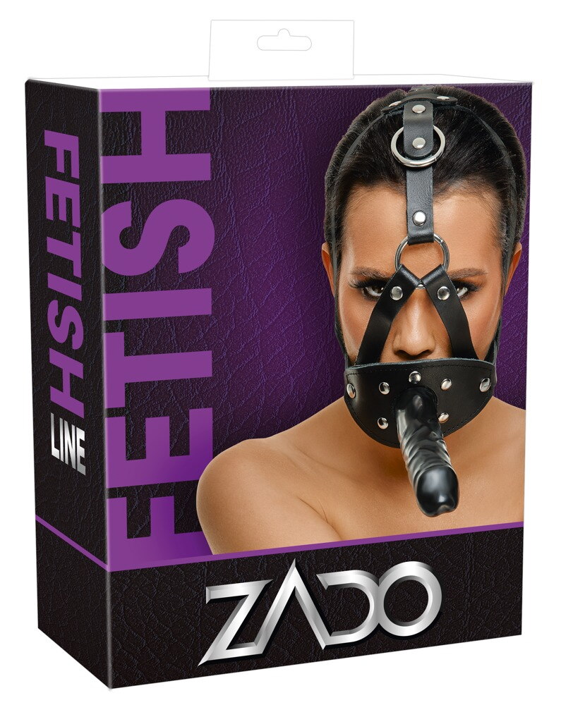 Leather Head Harness with Dildo