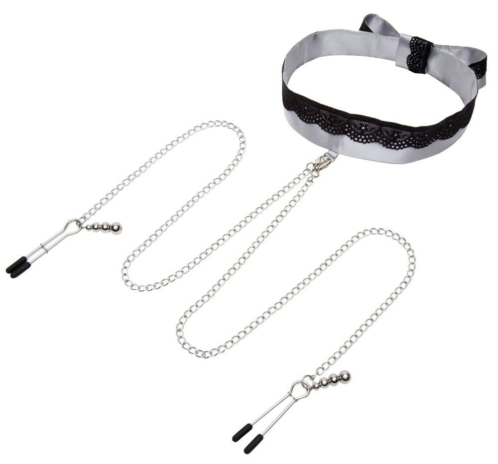 Play Nice Satin Collar & Nipple Clamps