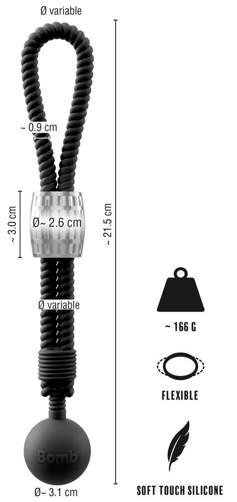 Heavy Rope Cock Strap with Ball